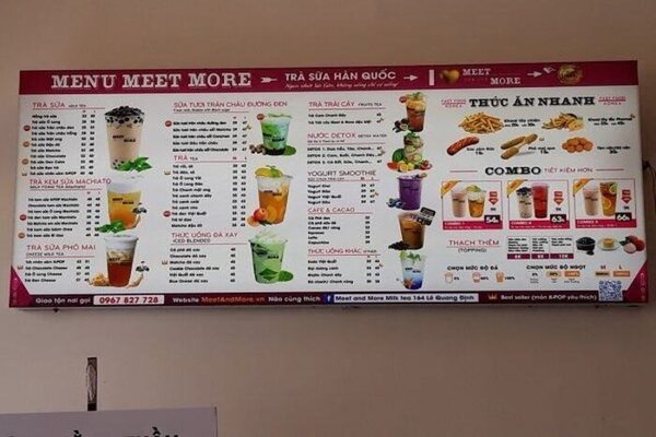Mẫu thiết kế menu trà sữa dạng biển