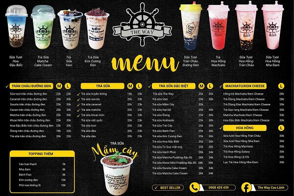 Mẫu thiết kế menu trà sữa phong cách hiện đại