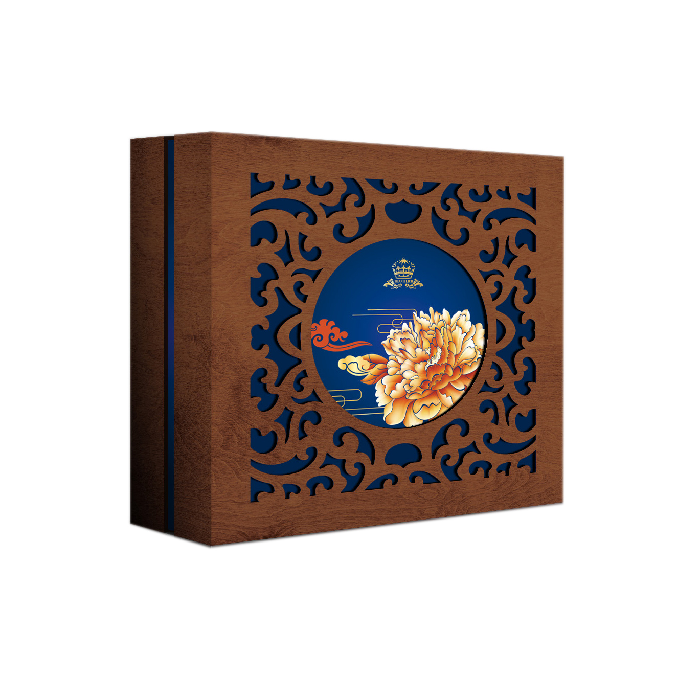 Hộp bánh trung thu bên ngoài bọc gỗ