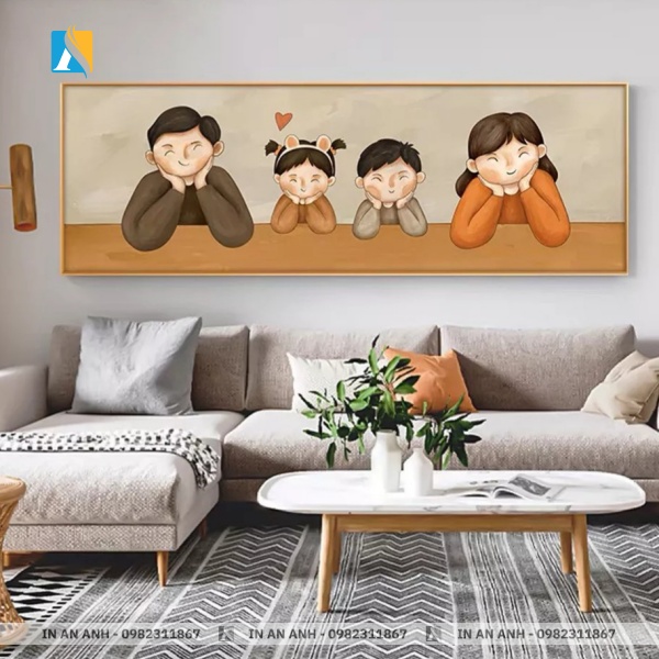 Chân dung gia đình in canvas nghệ thuật trang trí phòng