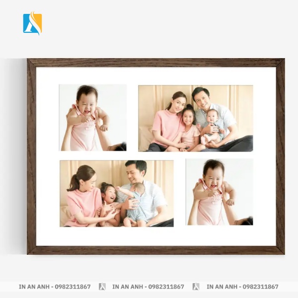 Mẫu in ảnh gia đình trên canvas gỗ giấy pha lê