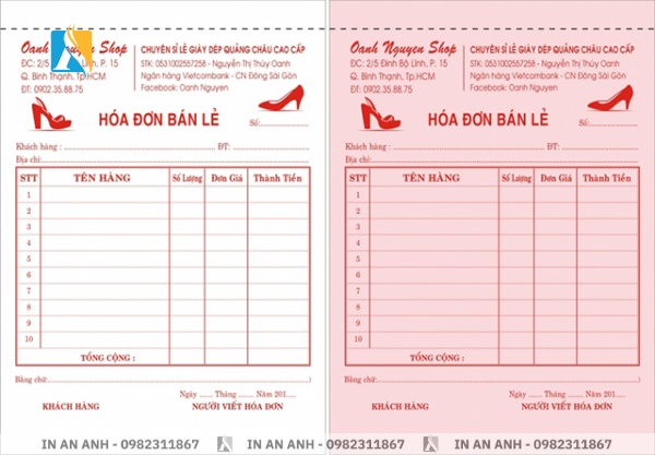 Hóa đơn bán lẻ chuẩn cho cửa hàng và siêu thị