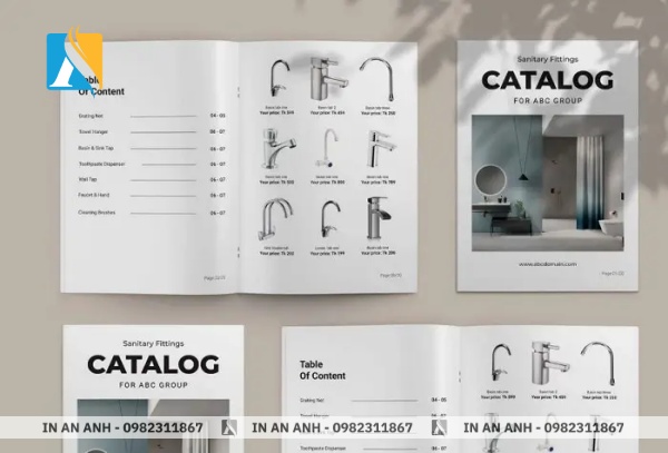 Mẫu in catalogue vuông hiện đại, phong cách tối giản
