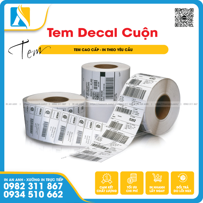 Tem cuộn nhựa chống nước, bền đẹp, phù hợp ngành thực phẩm