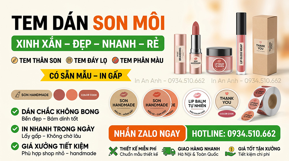 in decal dán thỏi son