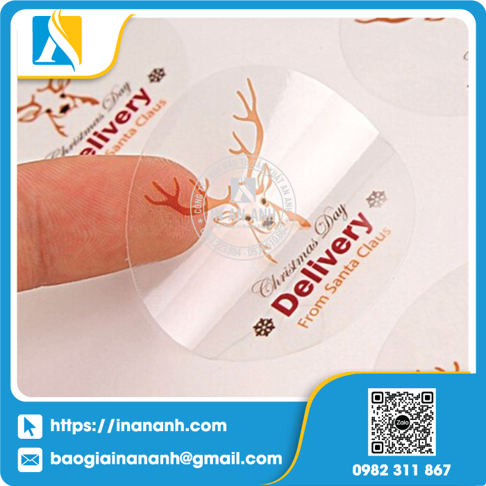 Decal trong suốt in mẫu Noel