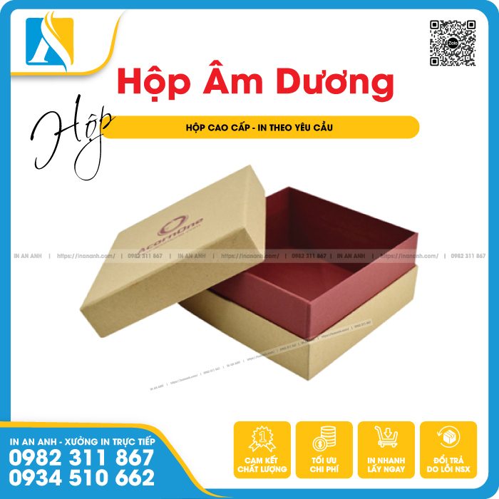 Hộp âm dương có phần nắp và phần thân tách rời
