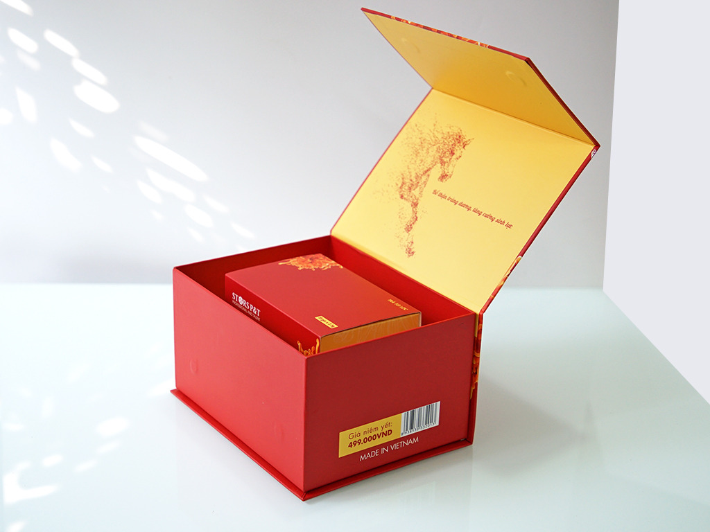 Hộp cứng sang trọng đựng đông trùng hạ thảo, gia công ép nhũ