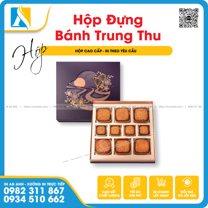 Kích thước của hộp bánh trung thu phụ thuộc nhiều vào số lượng bánh con