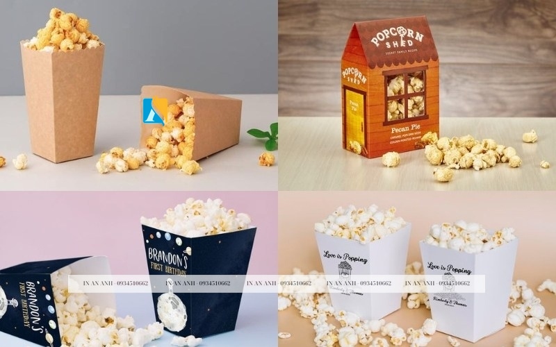 Hộp đựng bắp rang bơ đa dạng thiết kế