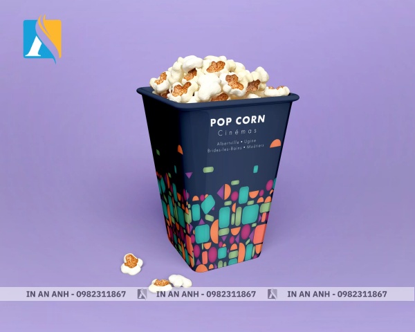 Hộp bắp rang bơ mini in màu bắt mắt