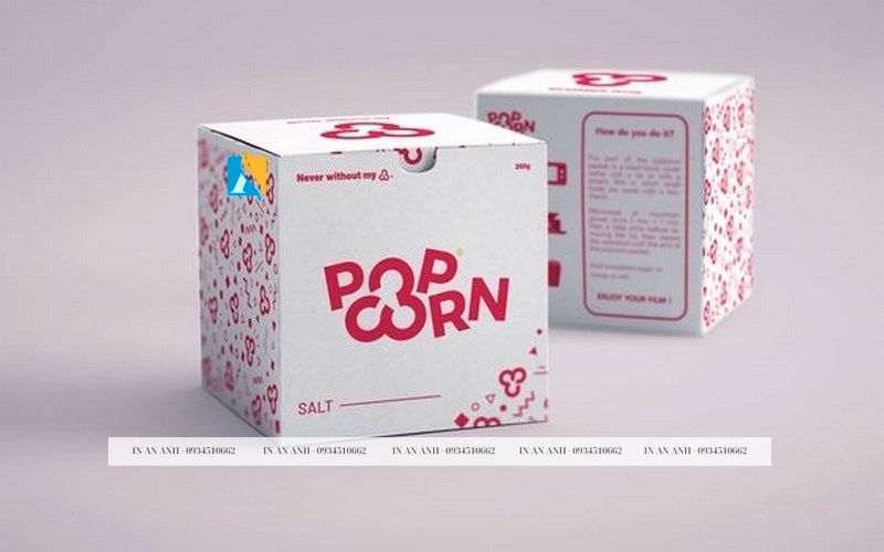 In hộp bắp rang bơ với họa tiết phim hoạt hình