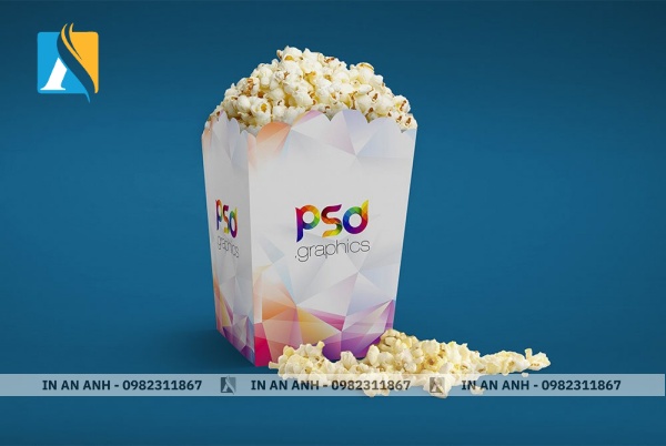 Hộp bắp rang bơ in logo thương hiệu nổi bật