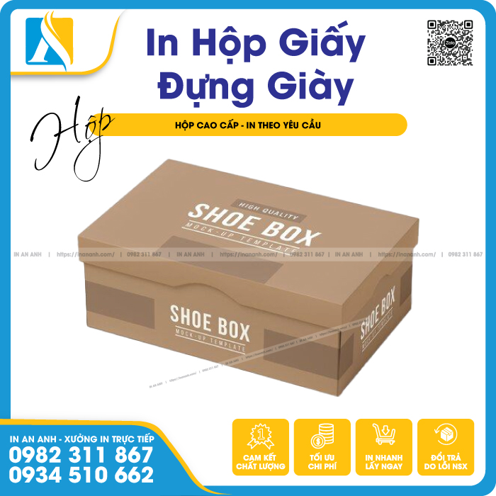 Mẫu in hộp giấy đựng giày in màu chuẩn, sắc nét