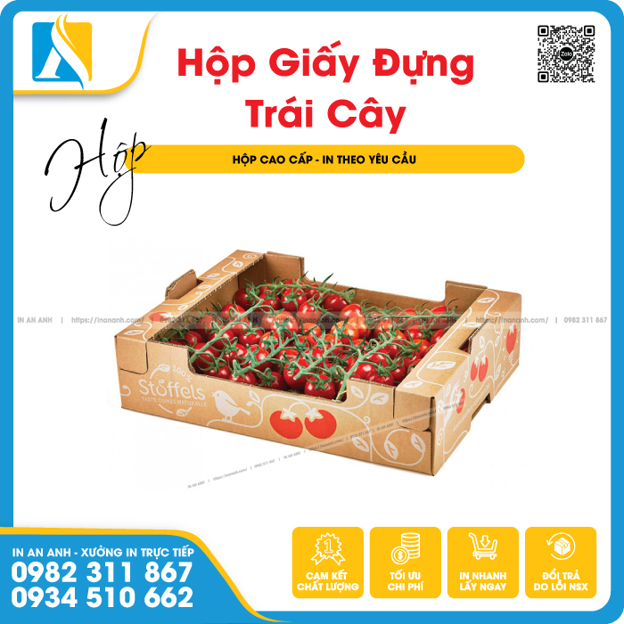 Hộp giấy đựng cà chua có hoa tiết