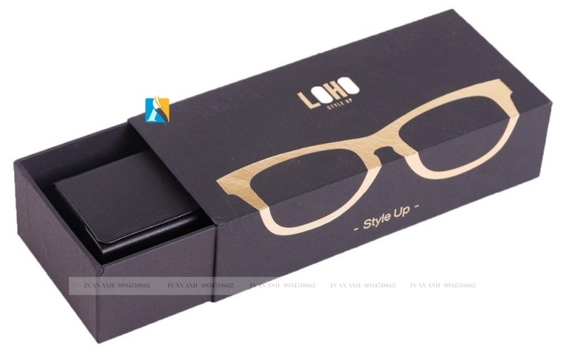 Thiết kế in hộp đựng kính mắt nắp kéo