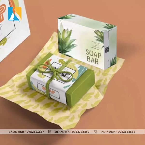 Mẫu hộp giấy đựng xà phòng nắp gài in họa tiết hoa lá trang nhã