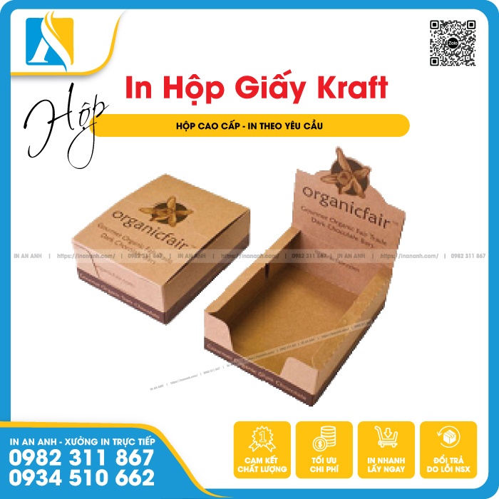 Mẫu tham khảo hộp giấy kraft đựng bánh tối giản, dễ nhìn