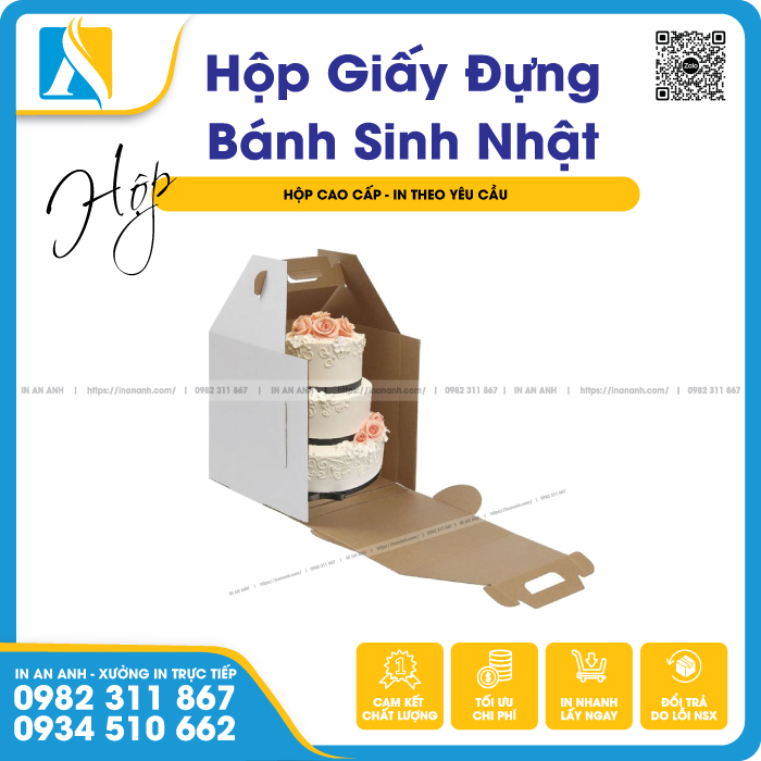 Hộp giấy đựng bánh sinh nhật chắc chắn, tránh đổ vỡ khi vận chuyển