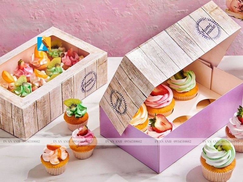 in hộp đựng bánh cupcake