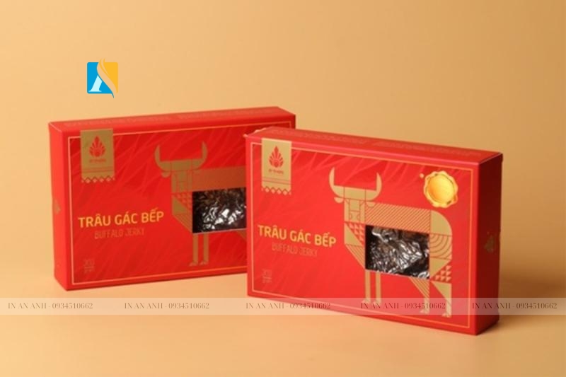 in hộp giấy đựng thịt trâu gác bếp