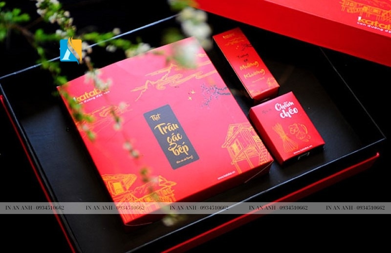 in hộp giấy đựng thịt trâu gác bếp