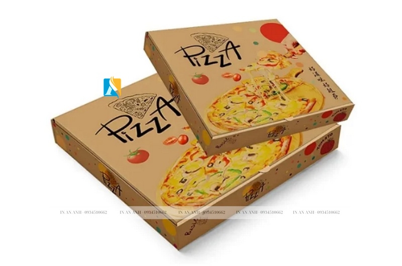 in hộp giấy đựng pizza