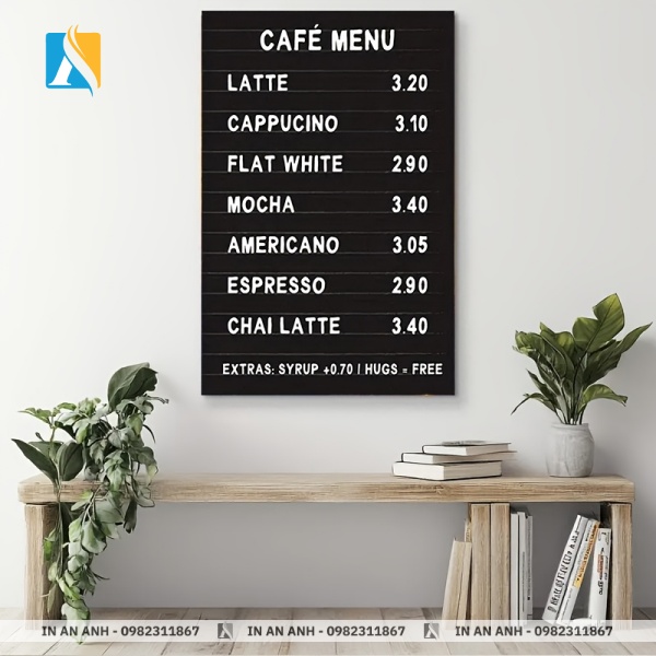 Menu bảng treo tường và mini để bàn tiện dụng