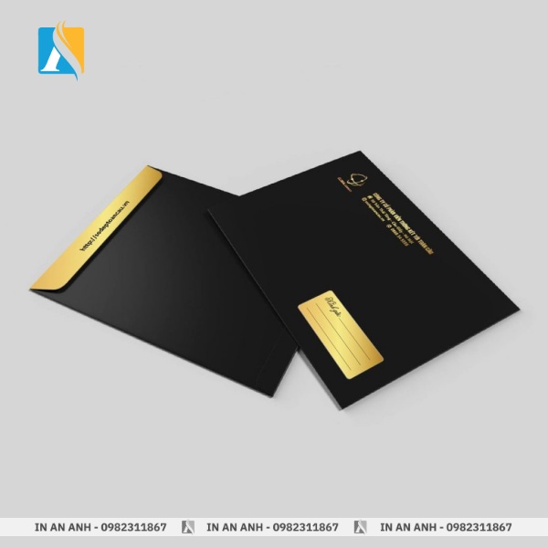Mẫu phong bì in logo, ép kim cao cấp, phù hợp doanh nghiệp lớn