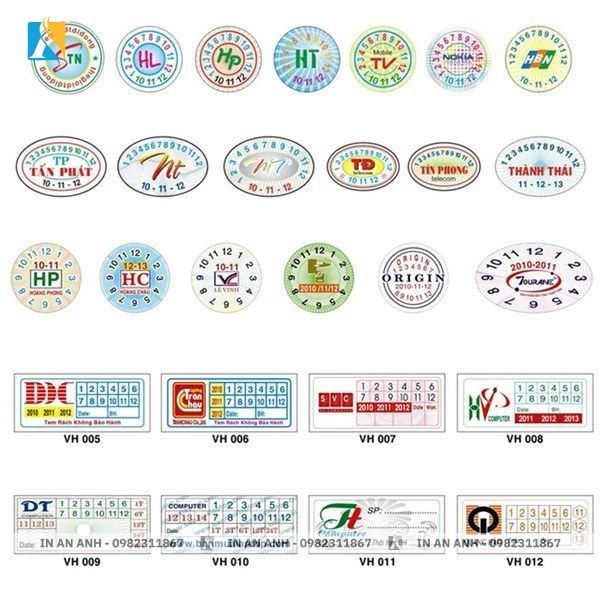 Tem bảo hành in ấn sắc nét với logo thương hiệu nổi bật