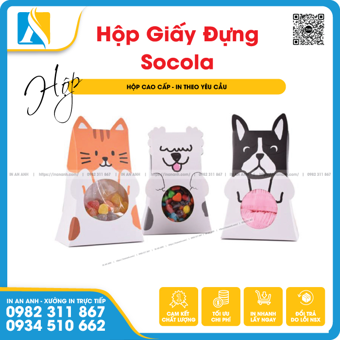 Hộp giấy đựng socola hoạt hình tạo ấn tượng