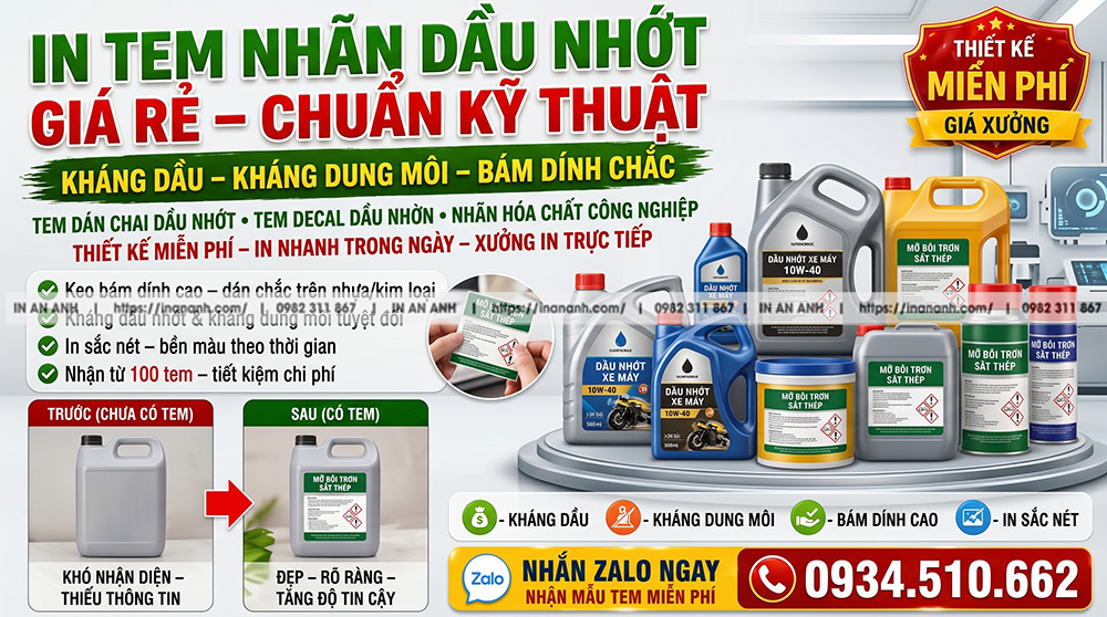thiết kế tem nhãn dầu nhớt