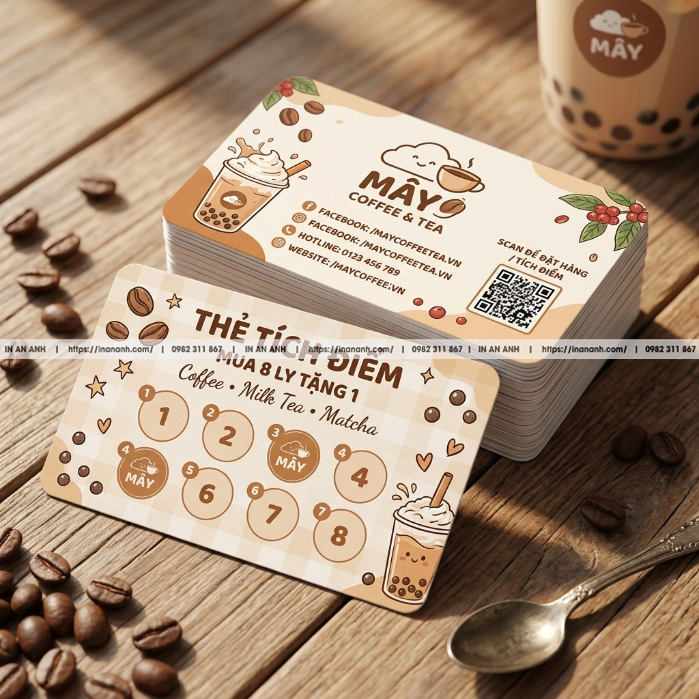 Mẫu thẻ tích điểm đẹp cho quán cafe trà sữa