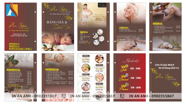 Kích thước menu spa A4 nhỏ gọn