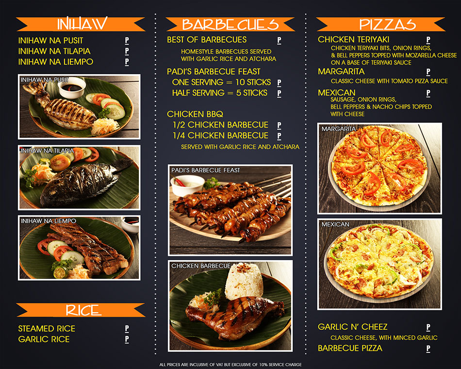 Kiểu in menu đơn giản điển hình