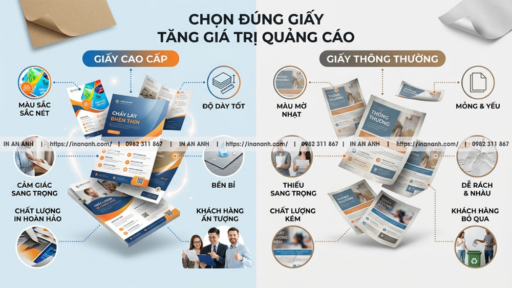 LỢI ÍCH SẢN PHẨM KHI CHỌN ĐÚNG CÁC LOẠI GIẤY IN TỜ RƠI