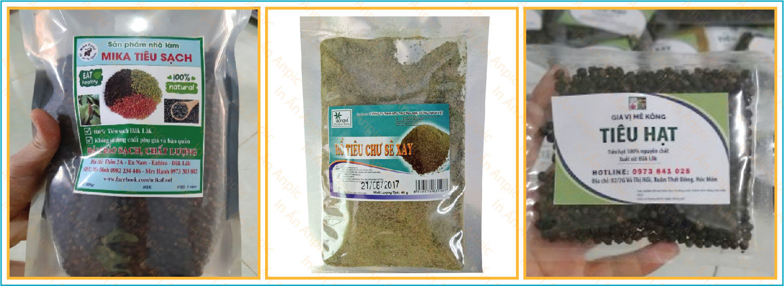 mẫu decal dán túi hạt tiêu