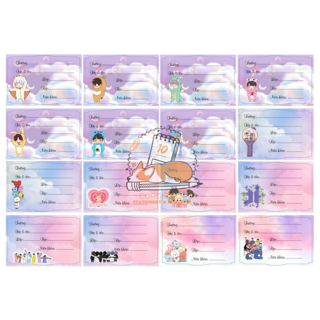 Mẫu nhãn vở anime đẹp