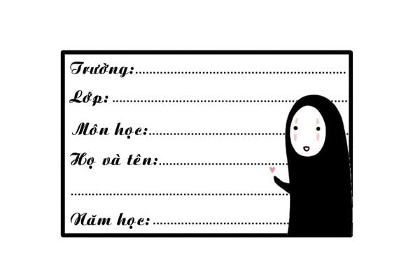 Mẫu nhãn vở vô diện đen trắng