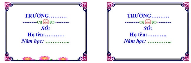 Mẫu nhãn vở đơn giản cho giáo viên