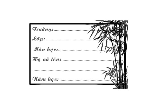 Mẫu nhãn vở cây tre đen trắng