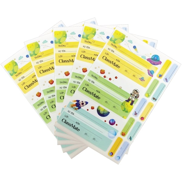 Mẫu nhãn vở học sinh thiên hà vũ trụ