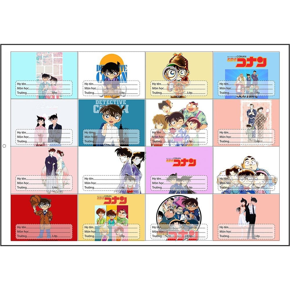 Mẫu nhãn vở Conan