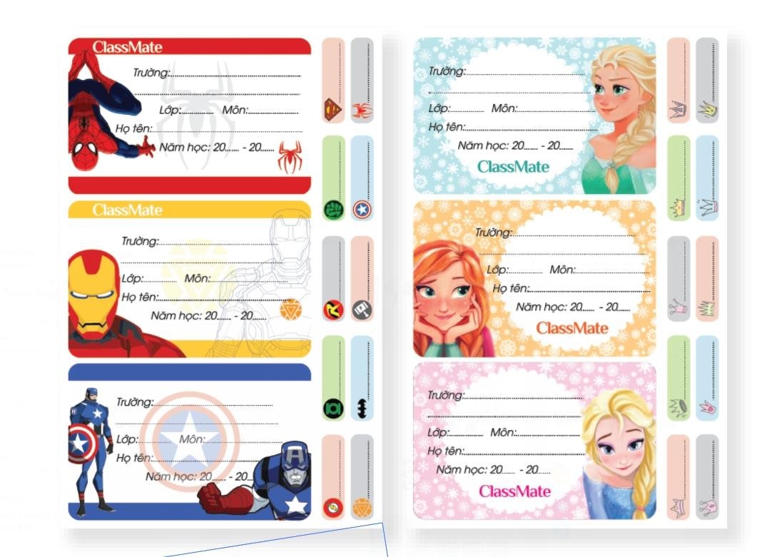 Mẫu nhãn vở học sinh truyện cổ tích