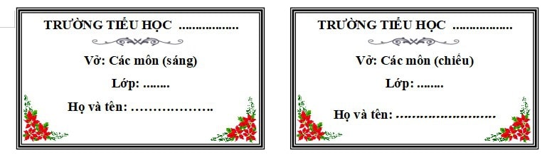 Mẫu nhãn vở giáo viên đơn sắc, điểm hoa phượng