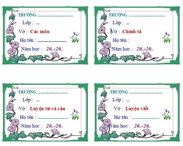 Mẫu nhãn vở cho giáo viên