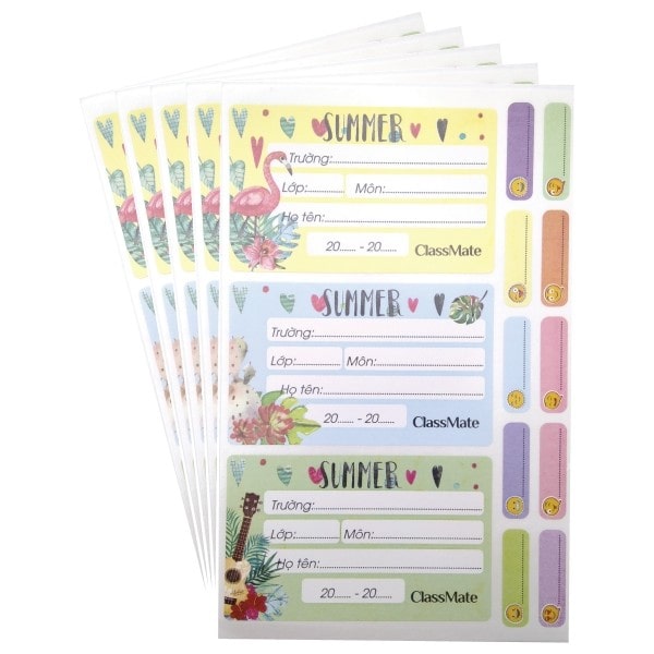 Mẫu nhãn vở học sinh màu sắc