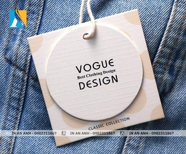 Mẫu tag quần áo bằng giấy kết hợp tròn và vuông