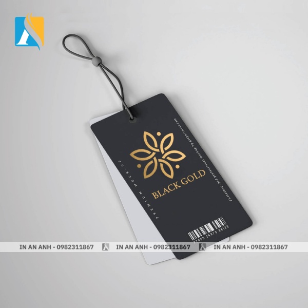 Mẫu tag quần áo đen ép kim vàng
