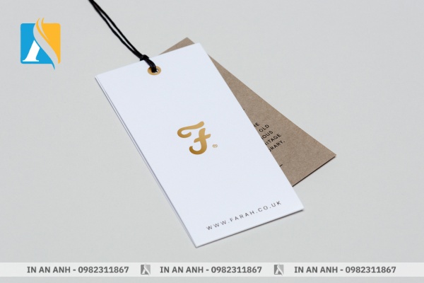 Mẫu tag quần áo trắng ép kim vàng